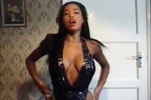 Tempting striptease solo of my torrid ebony girlfriend