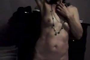 Amateur skinny slutwife with diminutive titties goofing off in front of the camera