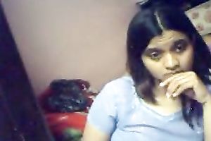 Webcam solo act with Indian legal age teenager fingering her bawdy cleft