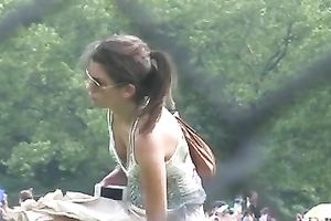 Pretty angels weaing bikinis acquire caught on a voyeur's web camera