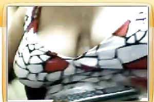 Skanky four-eyed mom flashes her love melons on camera