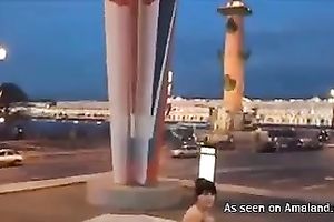 This concupiscent honey is an exhibitionist and that babe is getting freaky in public