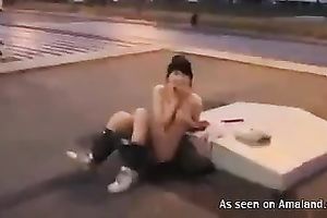 This concupiscent honey is an exhibitionist and that babe is getting freaky in public