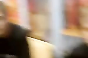 Spied on a slutty pair in the public WC fucking