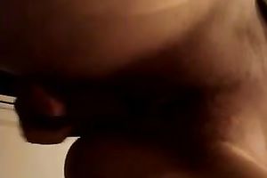 Hairy slit of sexually excited slut receives dildo screwed