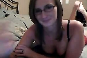 Charming blonde nerd shows off her natural boobies