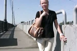Outdoor public pissing scene with perverted blond Irina