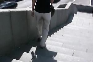 Outdoor public pissing scene with perverted blond Irina