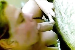 Horny big beautiful woman trollop sucks my rock hard dick in front of a camera