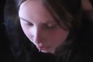 Chubby pierced hussy engulfing my penis in POV sex tape