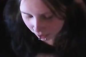 Chubby pierced hussy engulfing my penis in POV sex tape