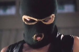 Petite brunette hair acquires drilled my masked chaps in retro movie scene