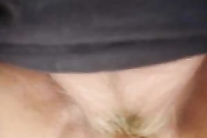 Fingering old unshaved snatch of my cougar white wife outdoors