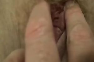 Close up homemade clip with me fingering my wife's hirsute love tunnel