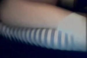 Lewd golden-haired in knee socks stuffs her muff with it