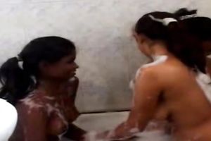 Chunky and cute Desi strumpets in the hawt tub together