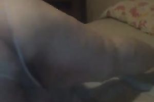 My white BBW slutwife in watch throughout pants plays with a magic wand