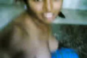 Confident Indian girl is showing off her biggest saggy breasts