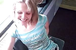Cute golden-haired girlfriend gives desirous oral-stimulation on the educate
