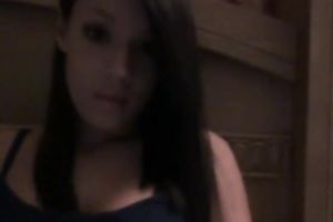 Cute brunette hair with glamorous eyes finger copulates her pussy with excitement