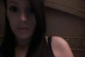 Cute brunette hair with glamorous eyes finger copulates her pussy with excitement