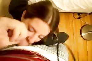 This dark haired juvenile black cock sluts works on my schlong like professional