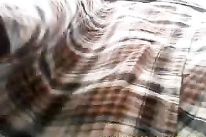 Sexy upskirt view of non-professional brunette sweetheart that I made while standing in line