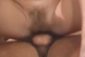 Retro blond receives her curly cunt screwed in the cowgirl pose