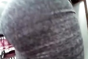 A hottie with terrific caboose gets caught on my hidden web camera in a shop