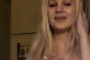 Skinny chat model with petite wobblers puts on a worthwhile striptease show for me