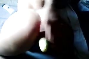 My slutty wife allows me to stuff her twat and asshole with zucchinis