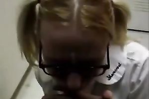 Teen golden-haired college floozy cant live out of being facialized