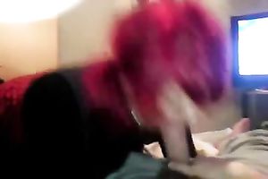 My pink-haired GF knows how to give fantastic irrumation