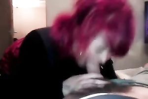 My pink-haired GF knows how to give fantastic irrumation