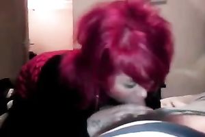 My pink-haired GF knows how to give fantastic irrumation