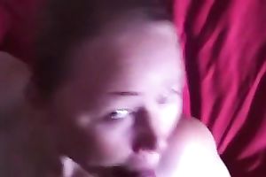 Filthy blond is engulfing my veiny pecker like a real bitch