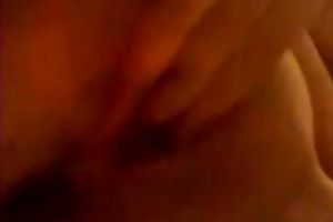 Naughty wench with well-developed whoppers is licking her sweetmeat in a hot way