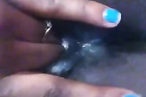 Beautiful black cum-hole of my hawt ebon housewife taped closeup