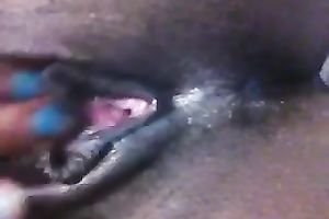 Beautiful black cum-hole of my hawt ebon housewife taped closeup