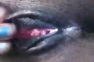 Beautiful black cum-hole of my hawt ebon housewife taped closeup