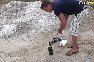 Horny man goes to the beach with his hawt Russian girlfriend