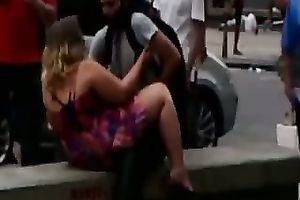 Awesome voyeur movie scene with a hawt blond whore riding a dude