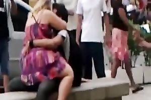 Awesome voyeur movie scene with a hawt blond whore riding a dude