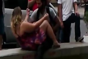 Awesome voyeur movie scene with a hawt blond whore riding a dude