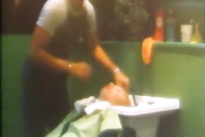 Vintage porn with hawt and hot brunette blowing her stud