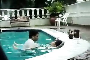 Spying on an Indian pair fucking in a public pool