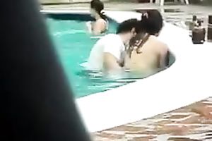 Spying on an Indian pair fucking in a public pool