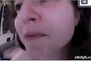 Dark-haired legal age teenager whore sucks a pecker and fingers her cookie