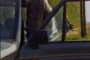 Hot tempered stud drills street hoochie right on the car hood