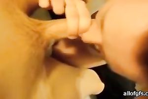 Lascivious non-professional dark brown sucks a shaft in excellent POV episode